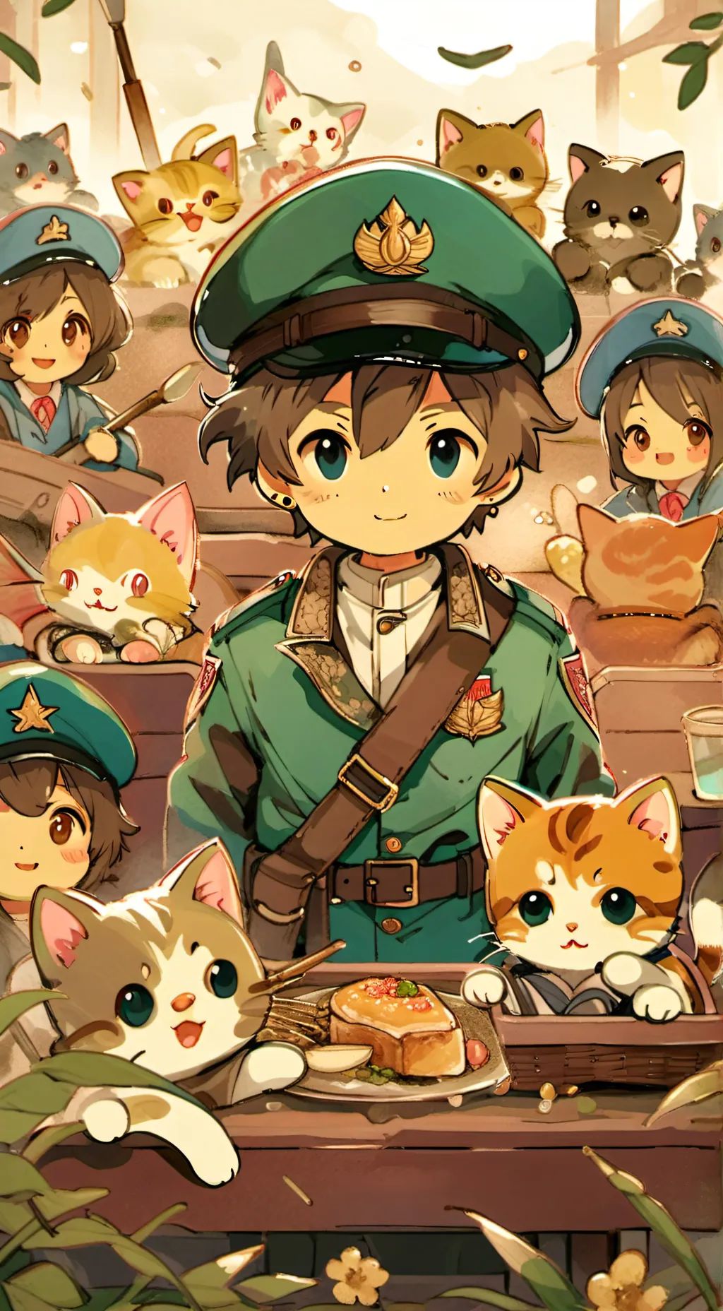 ai character: kitten army background