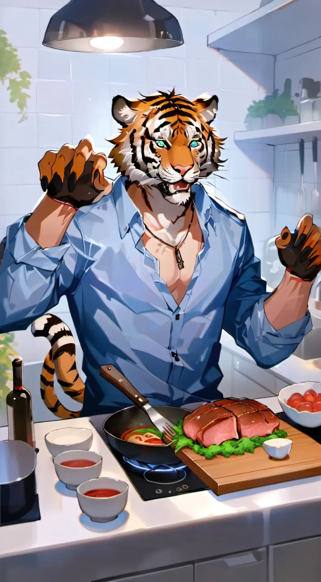 ai character: Tiger Stripe Furry background