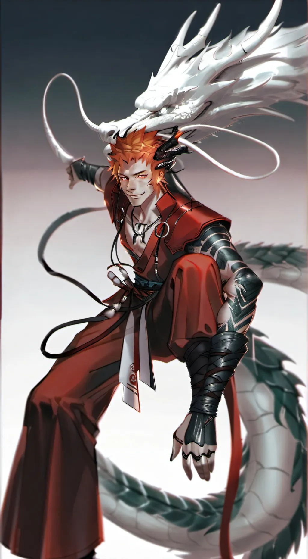 ai character: Kirishima  dragon background