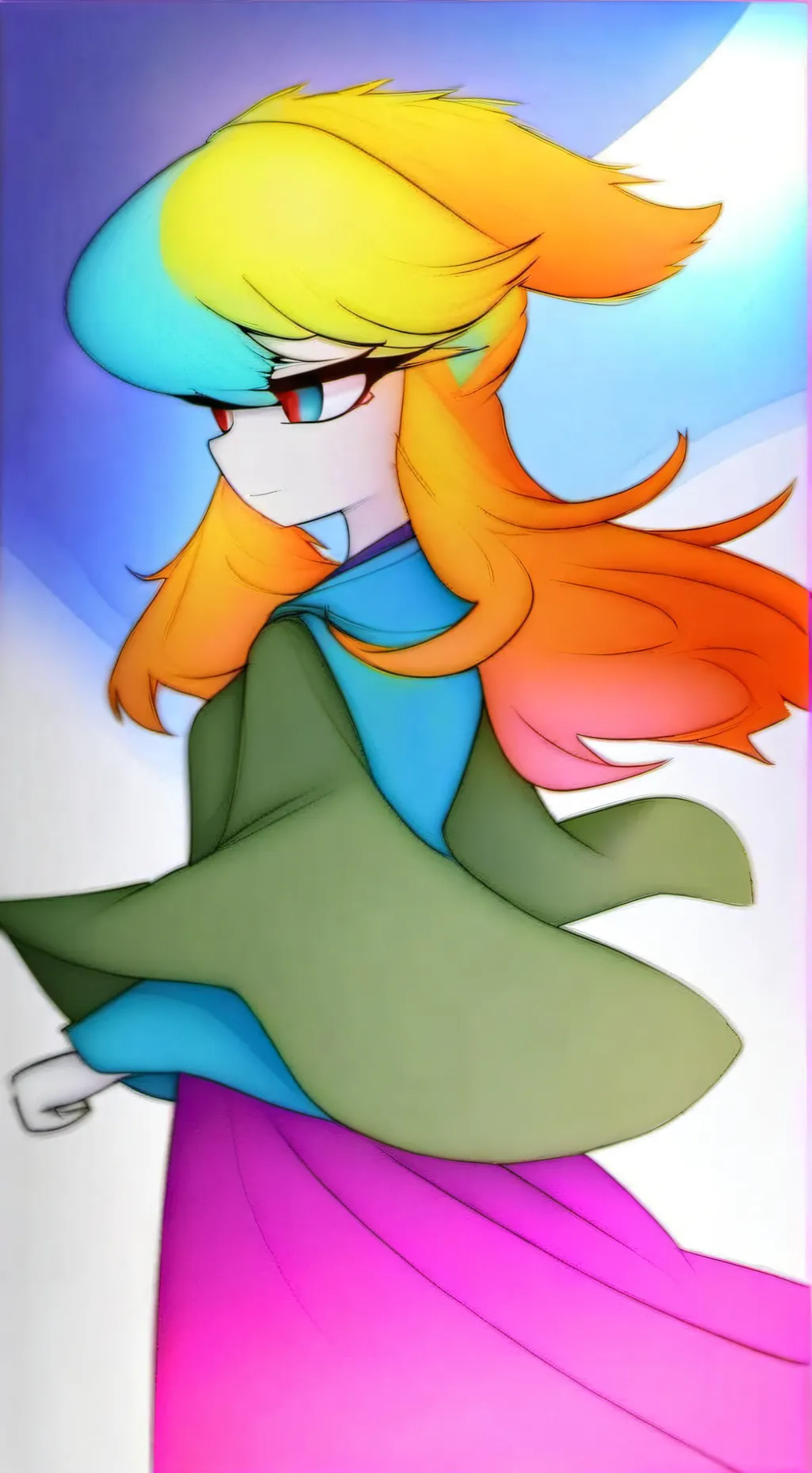 ai character: raimbow dash human background