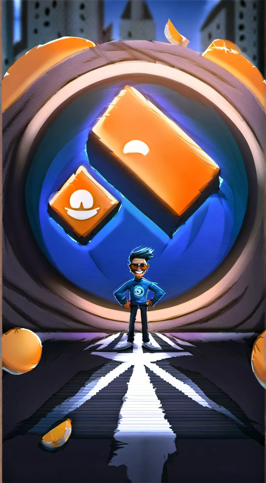ai character: Real Mr.Figure background