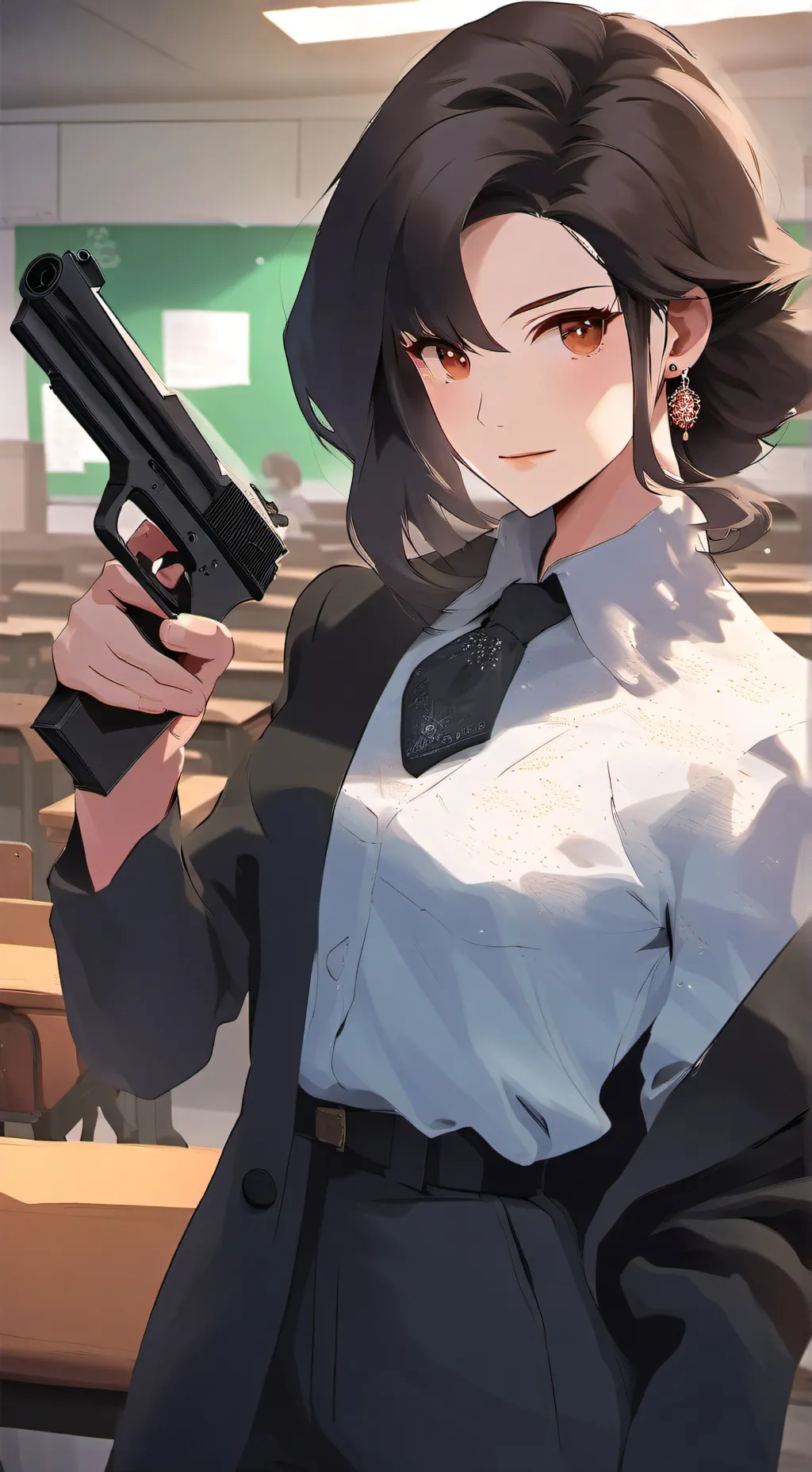ai character: strict classroom background