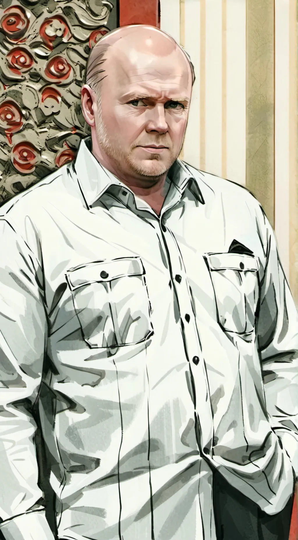 ai character: Phil Mitchell  background
