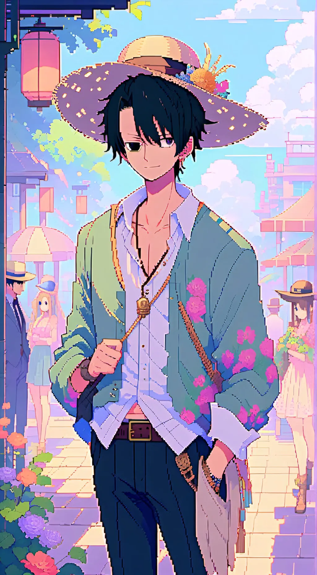 ai character: straw hats background