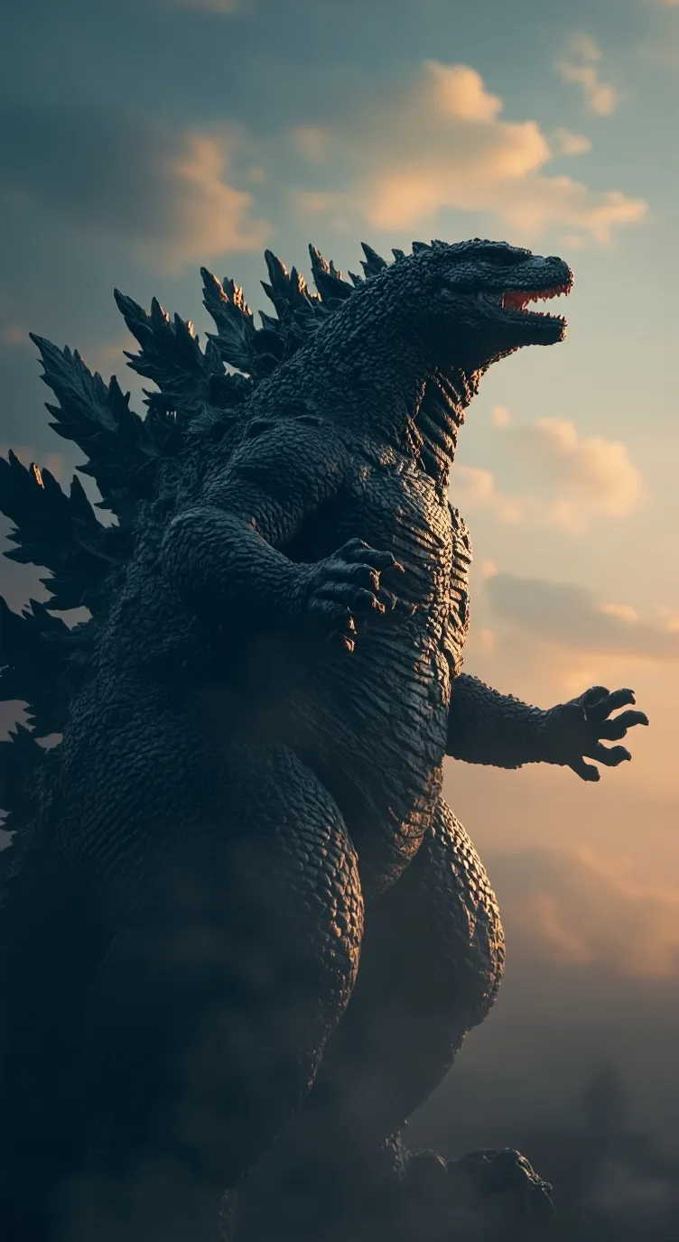 ai character: godzilla  background