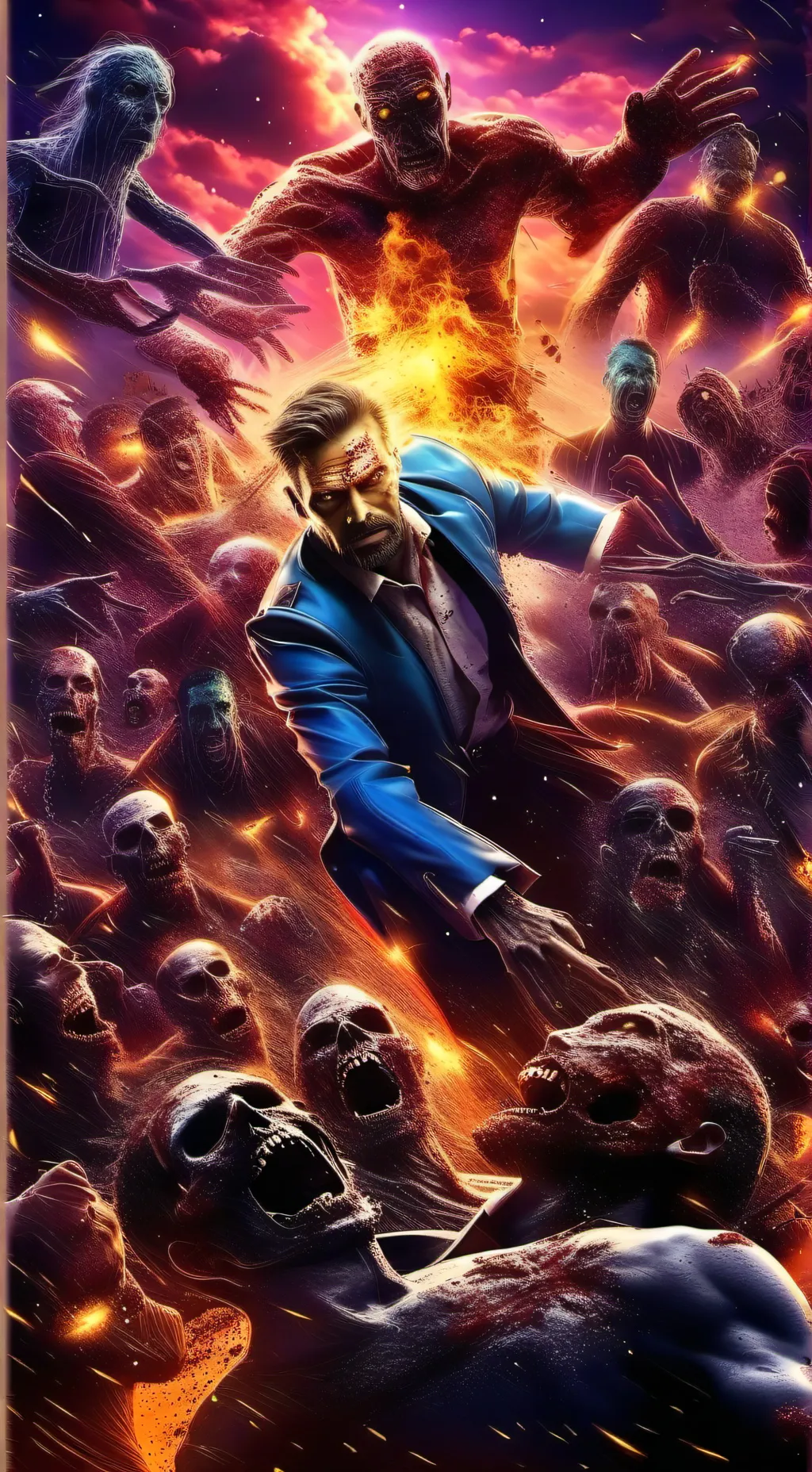 ai character: Avengers x Zombies background