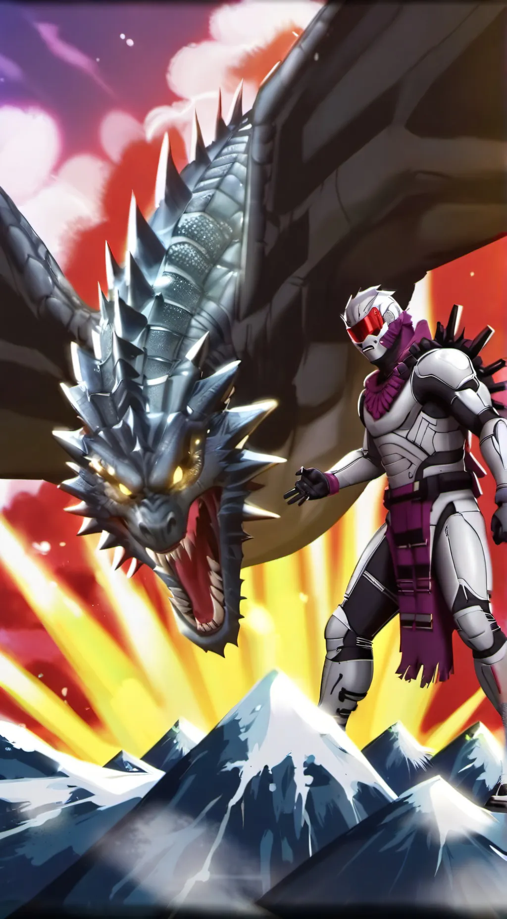 ai character: op x godzilla background