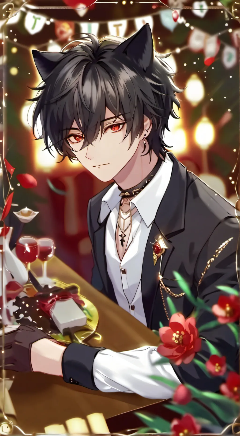 ai character: Noah~ Catboy background