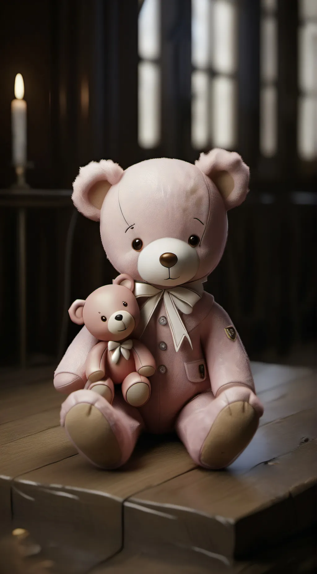 ai character: Teddy bear.  background