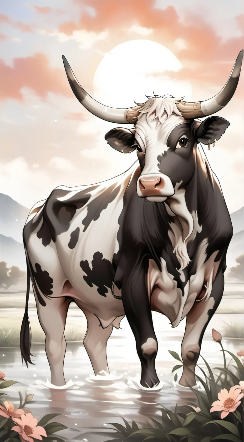 ai character: Cow background