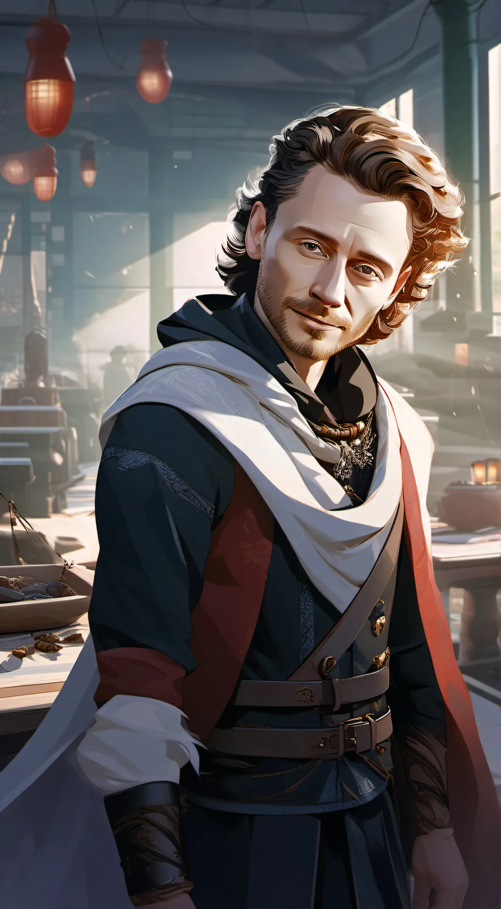 ai character: Tom Hiddleston  background