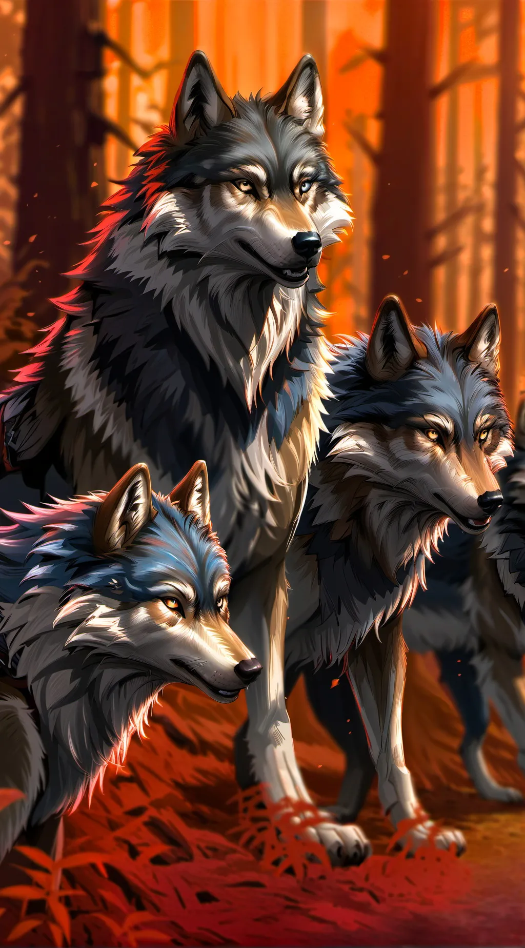ai character: a group of wolves background