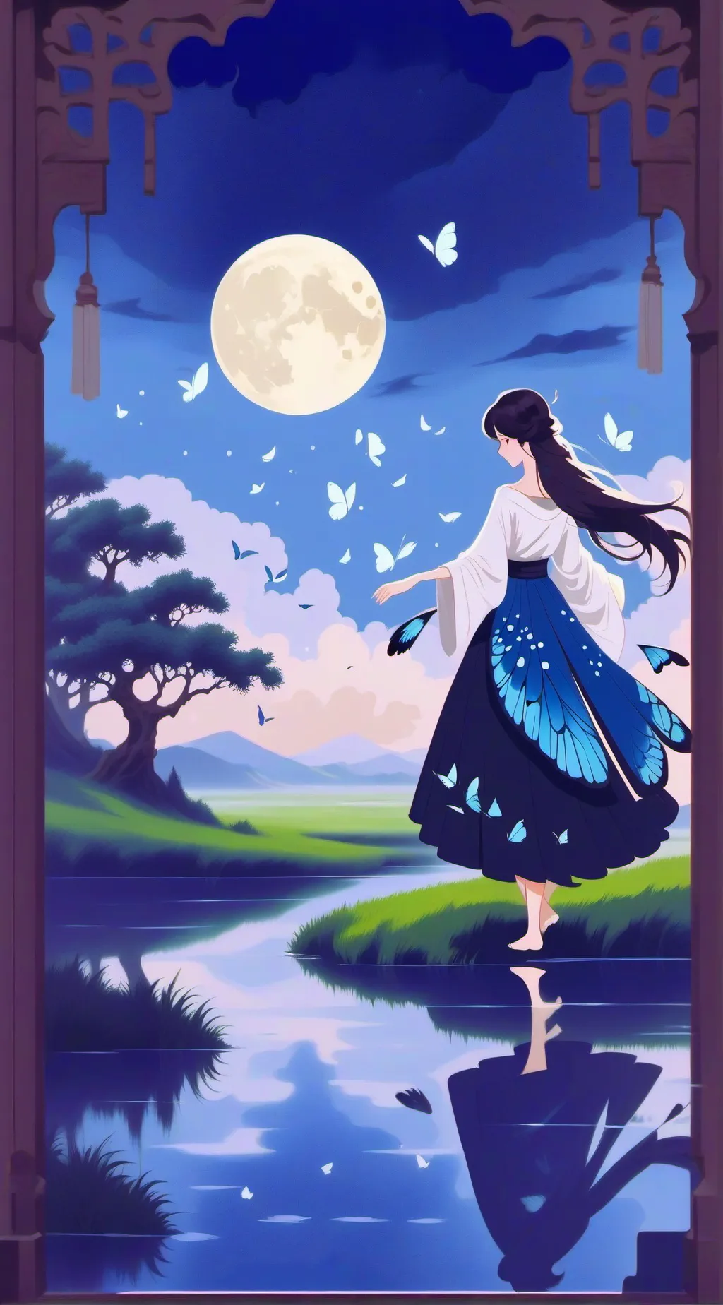 ai character: peaceful place background