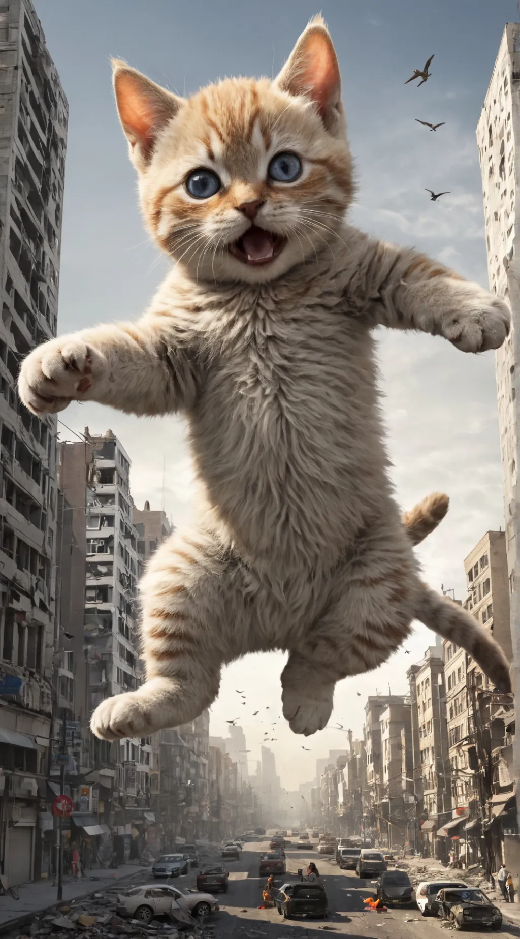 ai character: giant cat  background