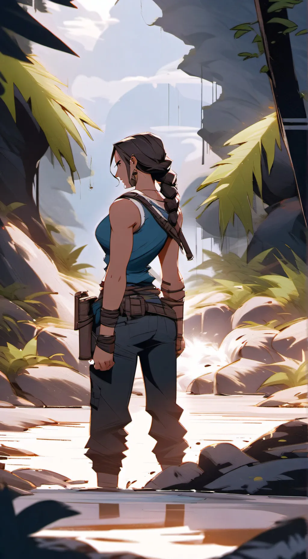 ai character: Lara croft  background