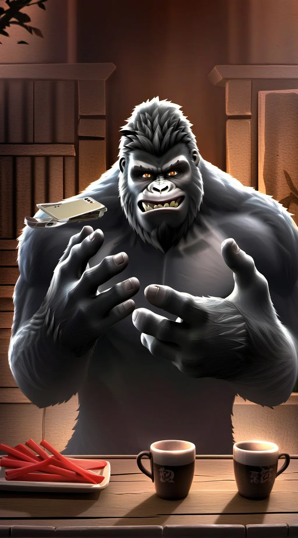 ai character: Gorilla hands background