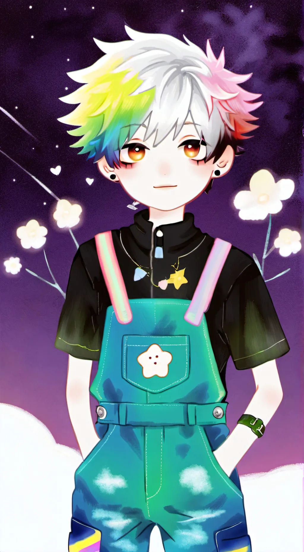ai character: moonberryflowercak background