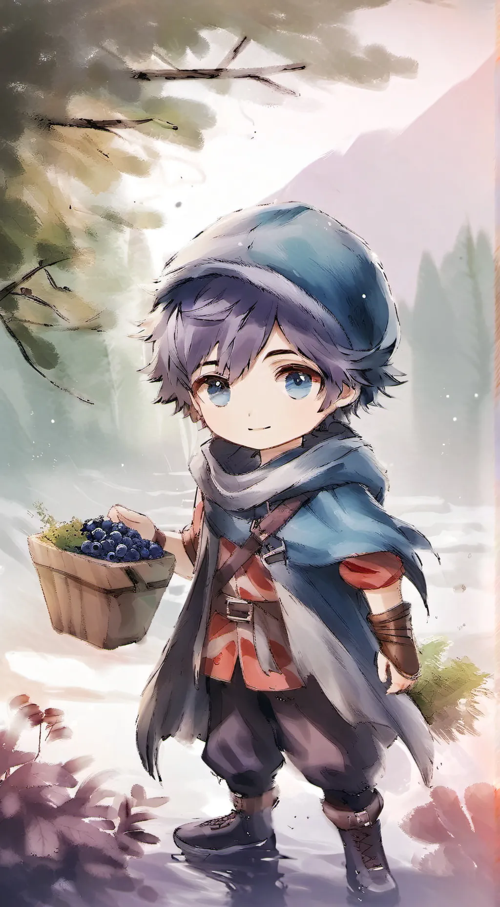 ai character: blueberry boy background