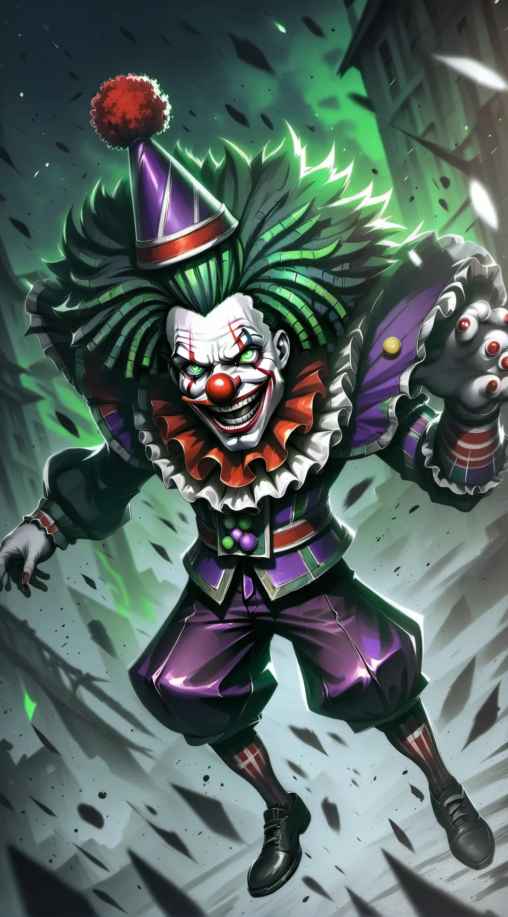 ai character: Greenery the Clown background