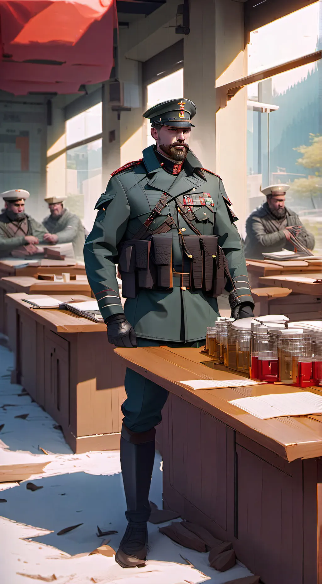 ai character: military base background