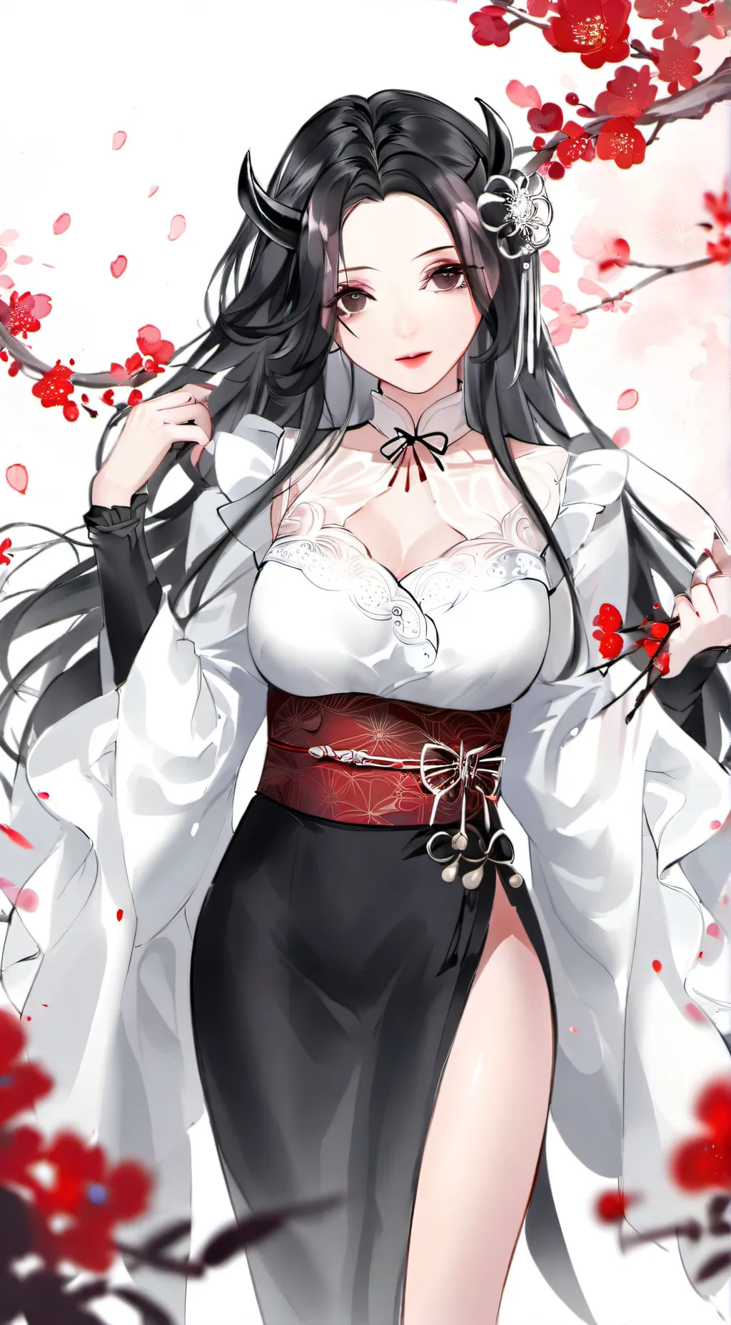 ai character: Kyna burned haori background
