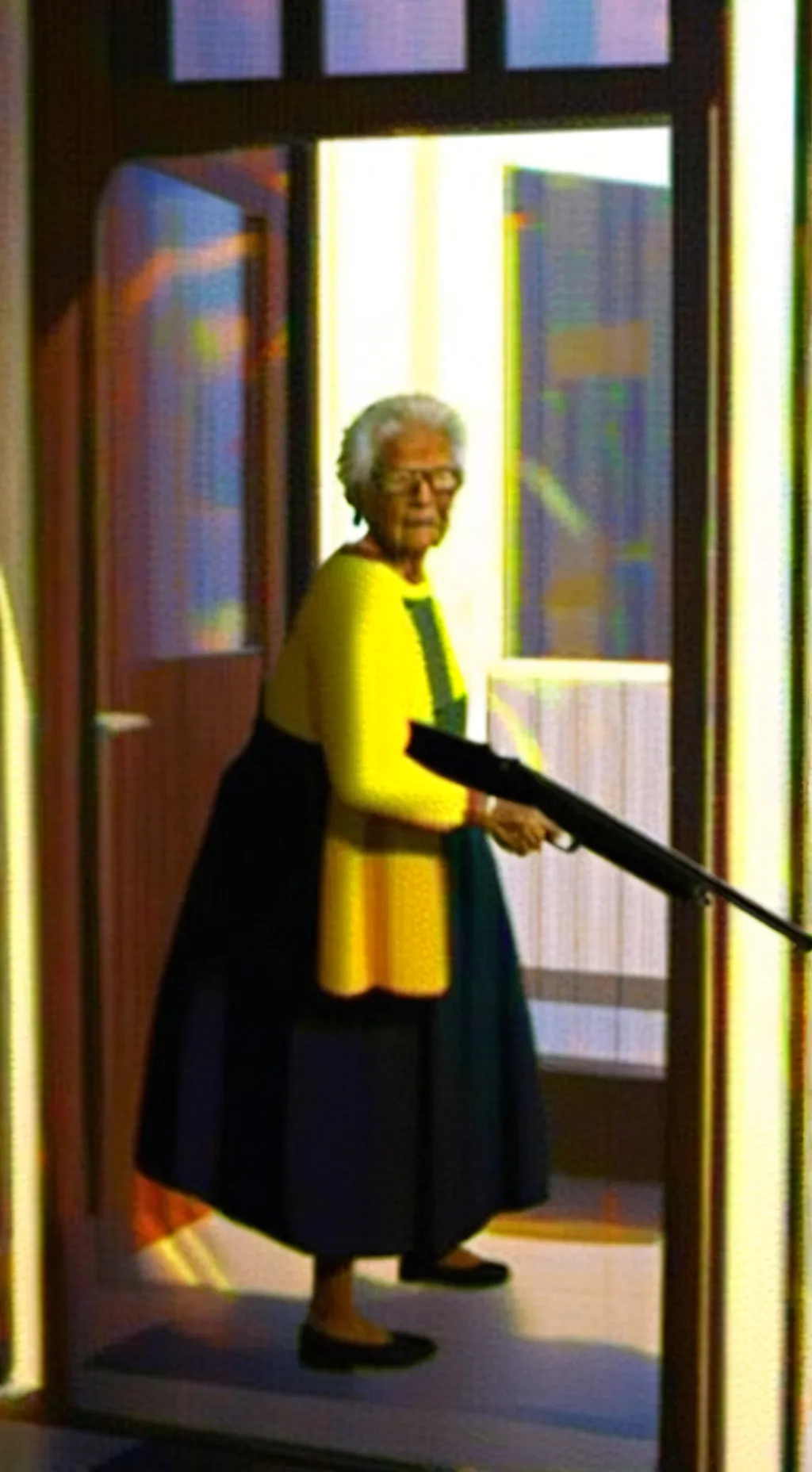 ai character: Granma has shotgun background