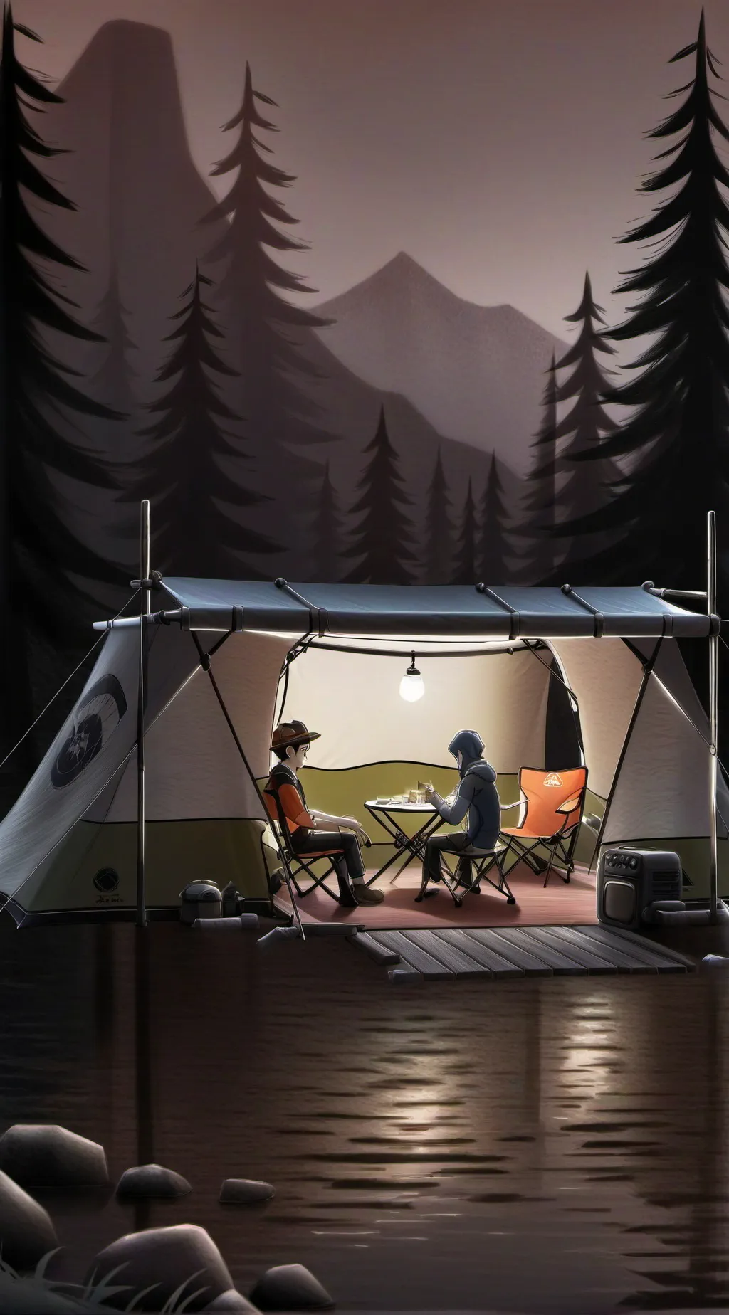 ai character: camping trip background