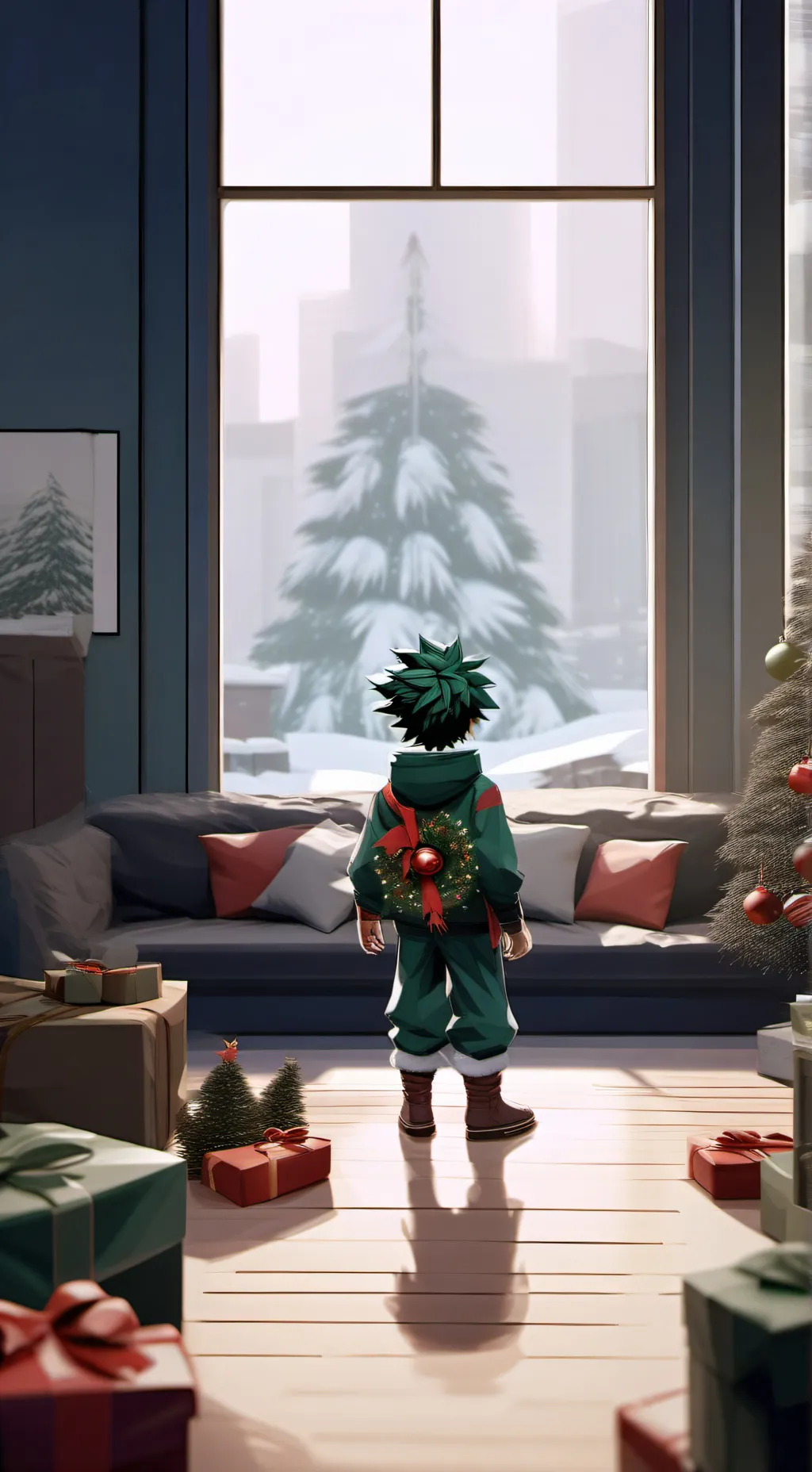 ai character: MHA CHRISTMAS background