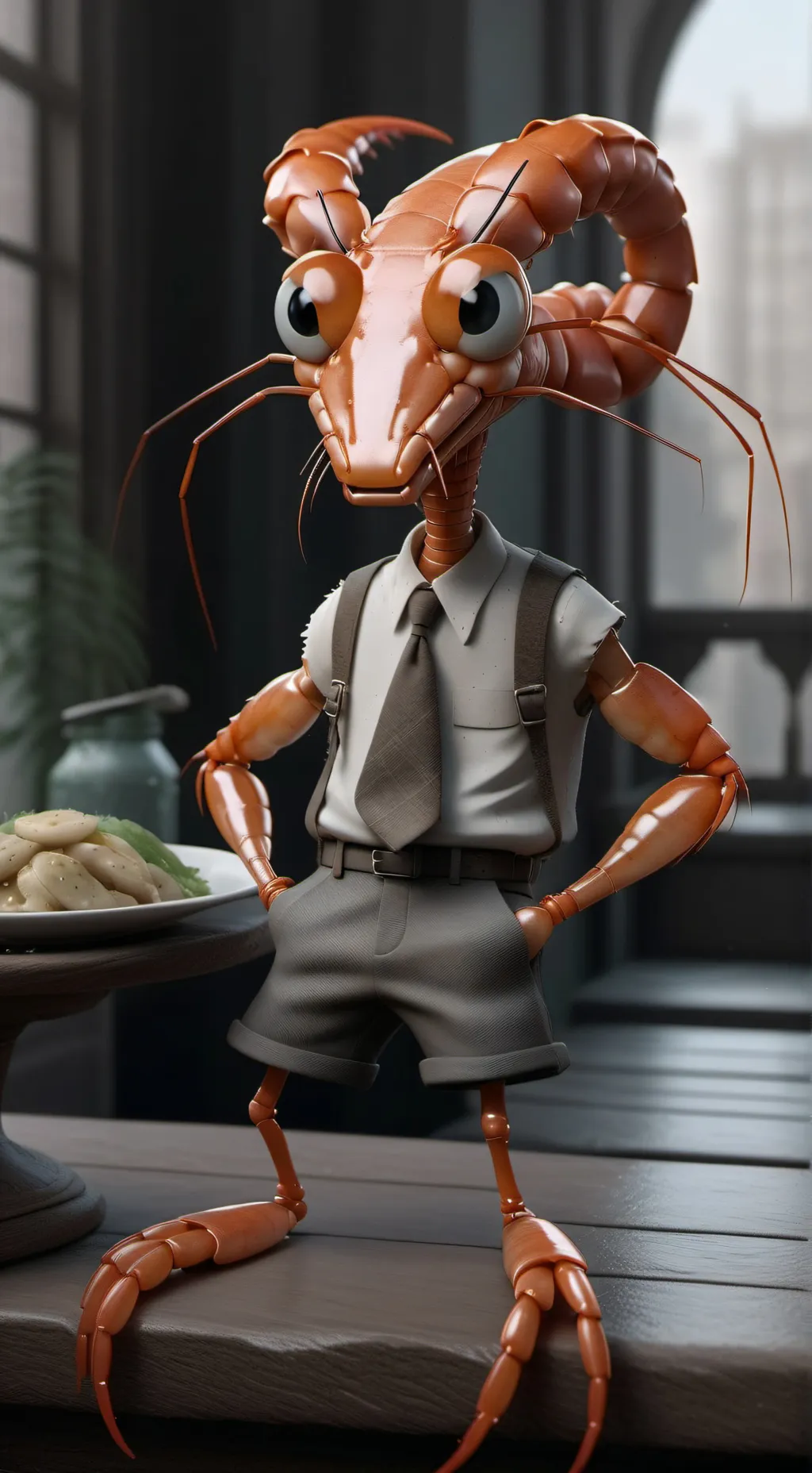 ai character: Shrimpo background