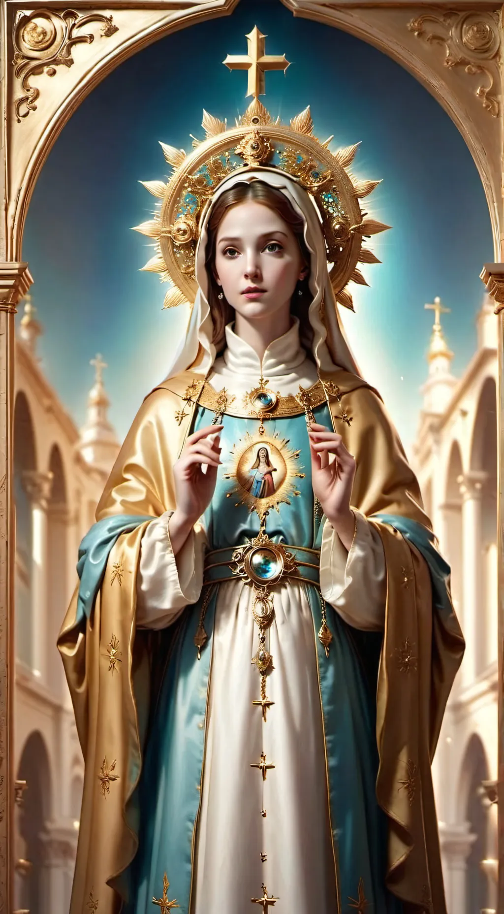 ai character: Mother Mary background