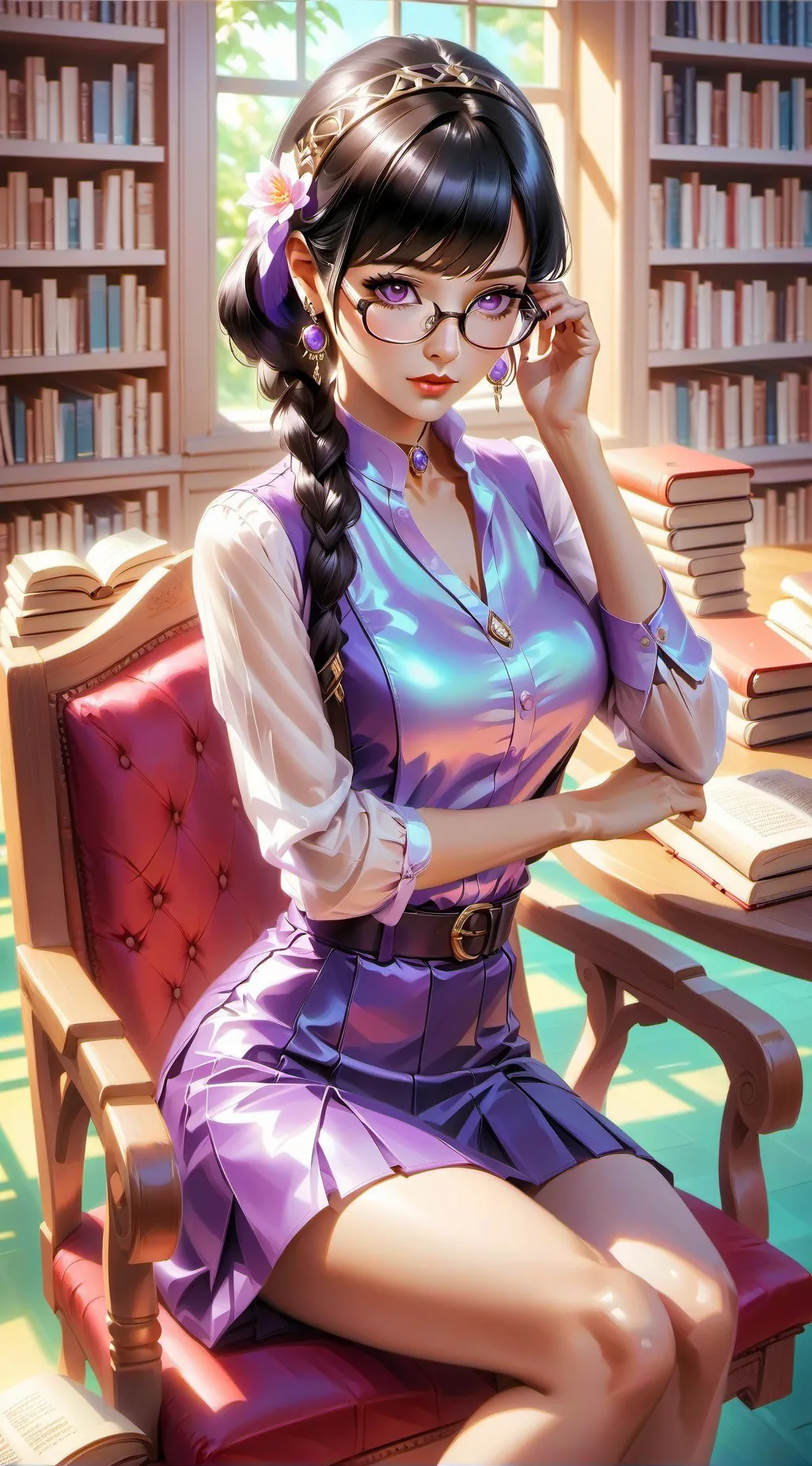 ai character: Violet background