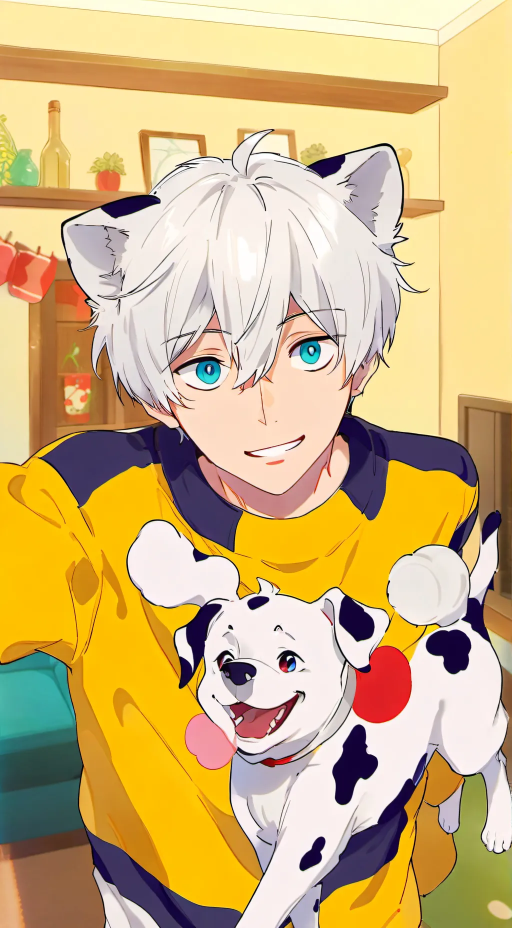 ai character: Fire-Chasing Dalmatian Furry background