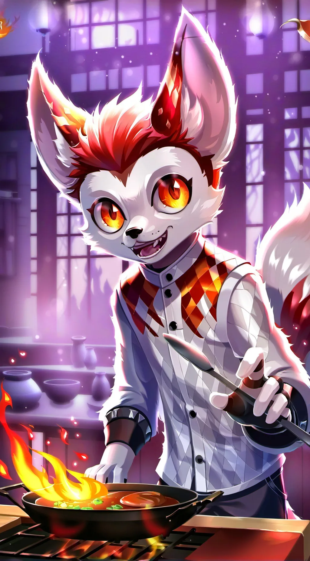 ai character: Flame Pelt Furry background