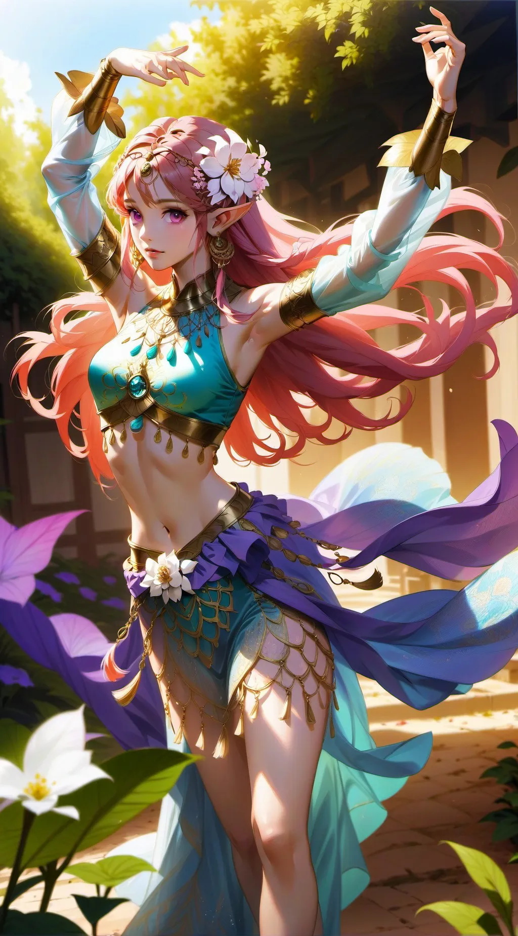 ai character: Rose Evergreen  background