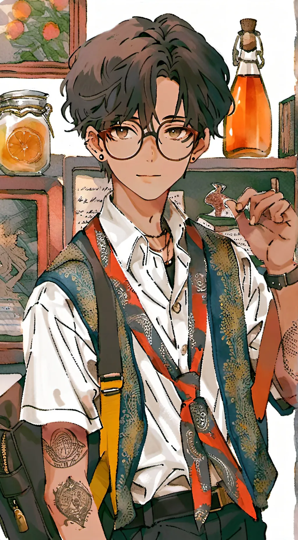 ai character: smart boy  background