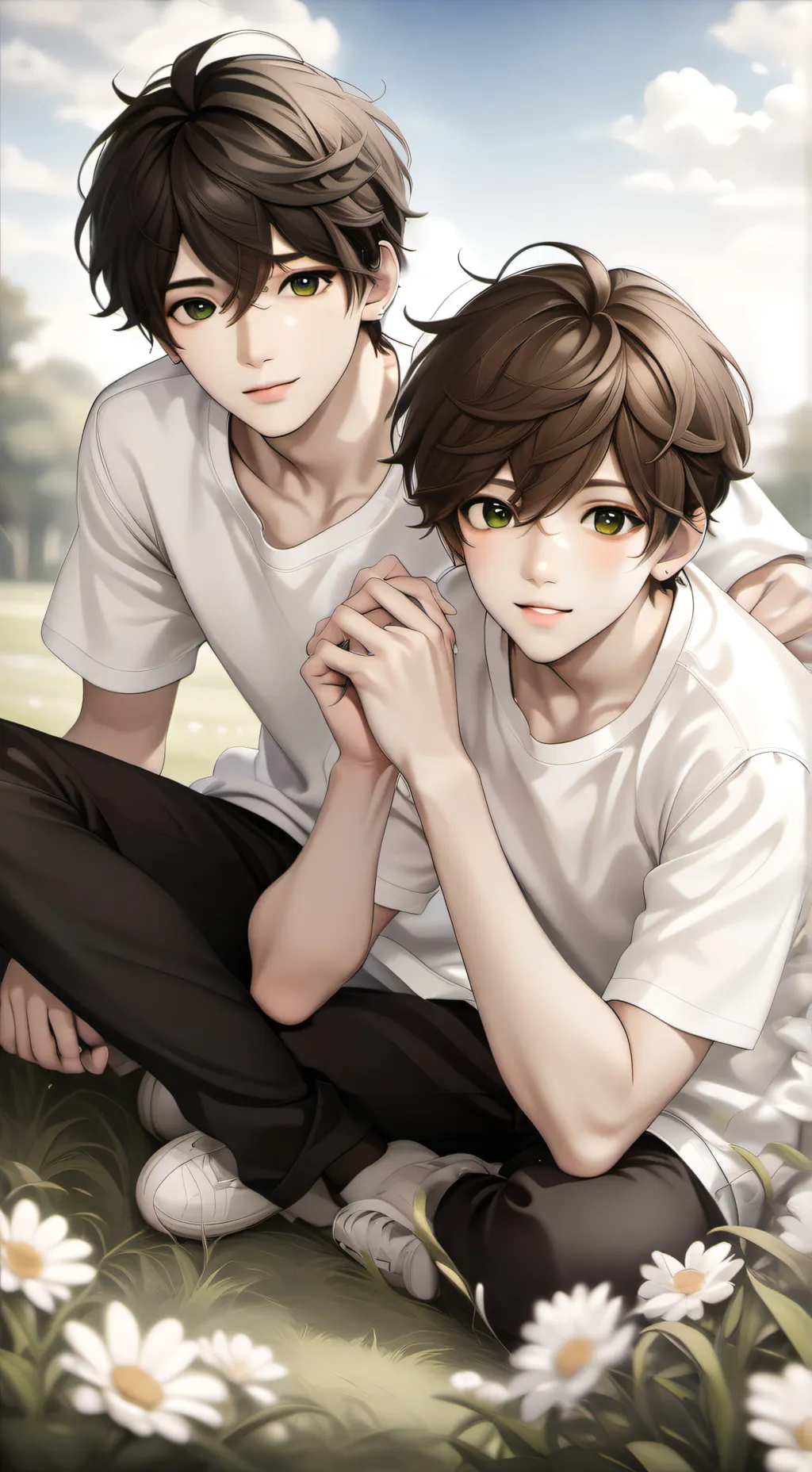ai character: boys sleep over background