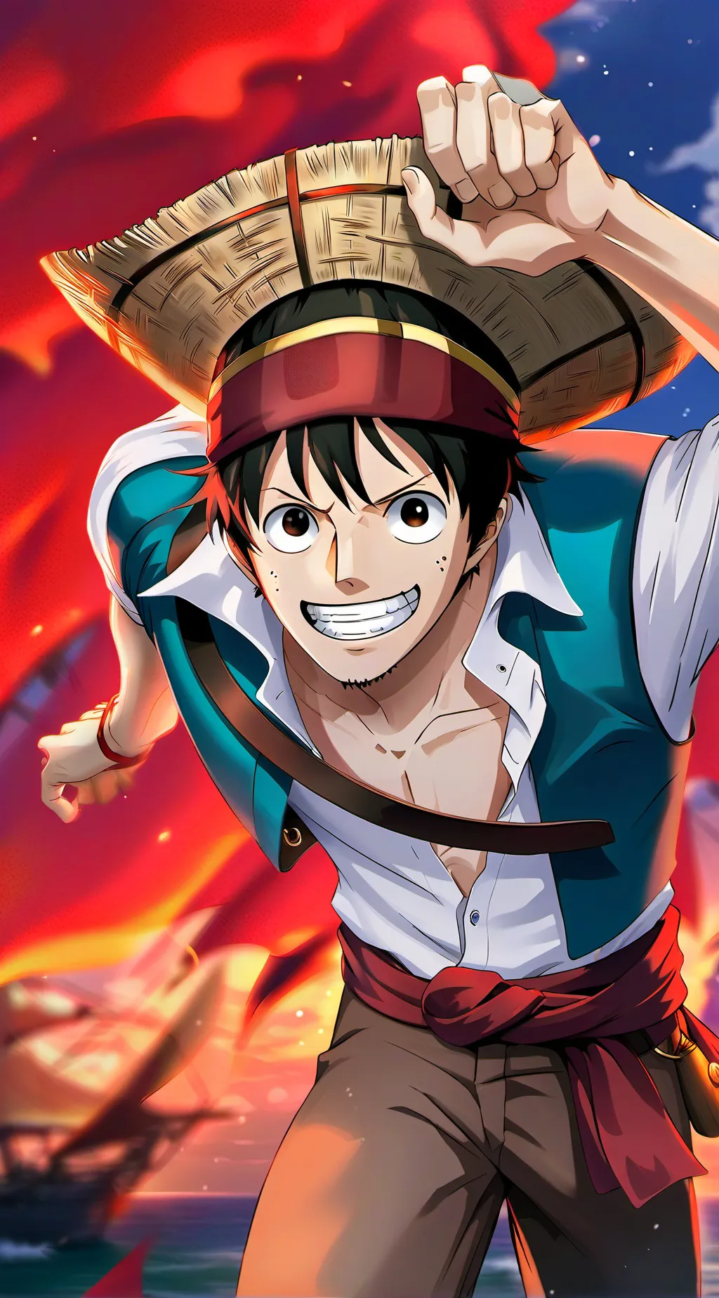 ai character: luffy straw hats background