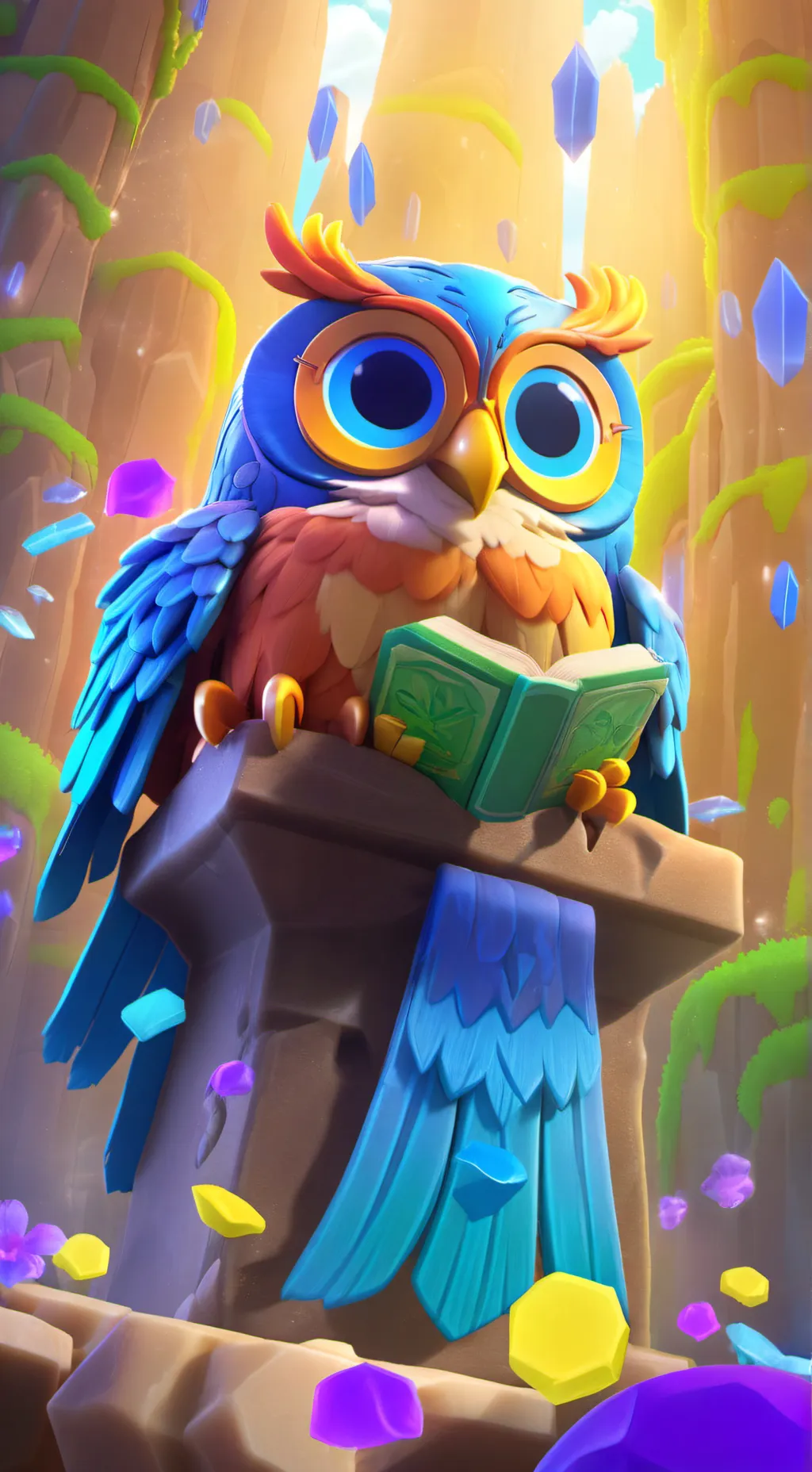 ai character: smart owl background