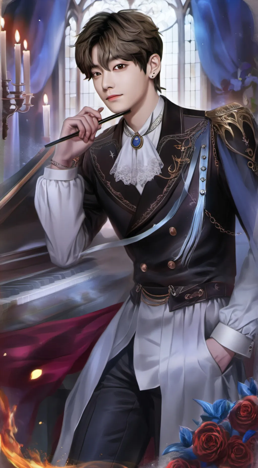 ai character: Taehyung 🐻 y Hyun  background