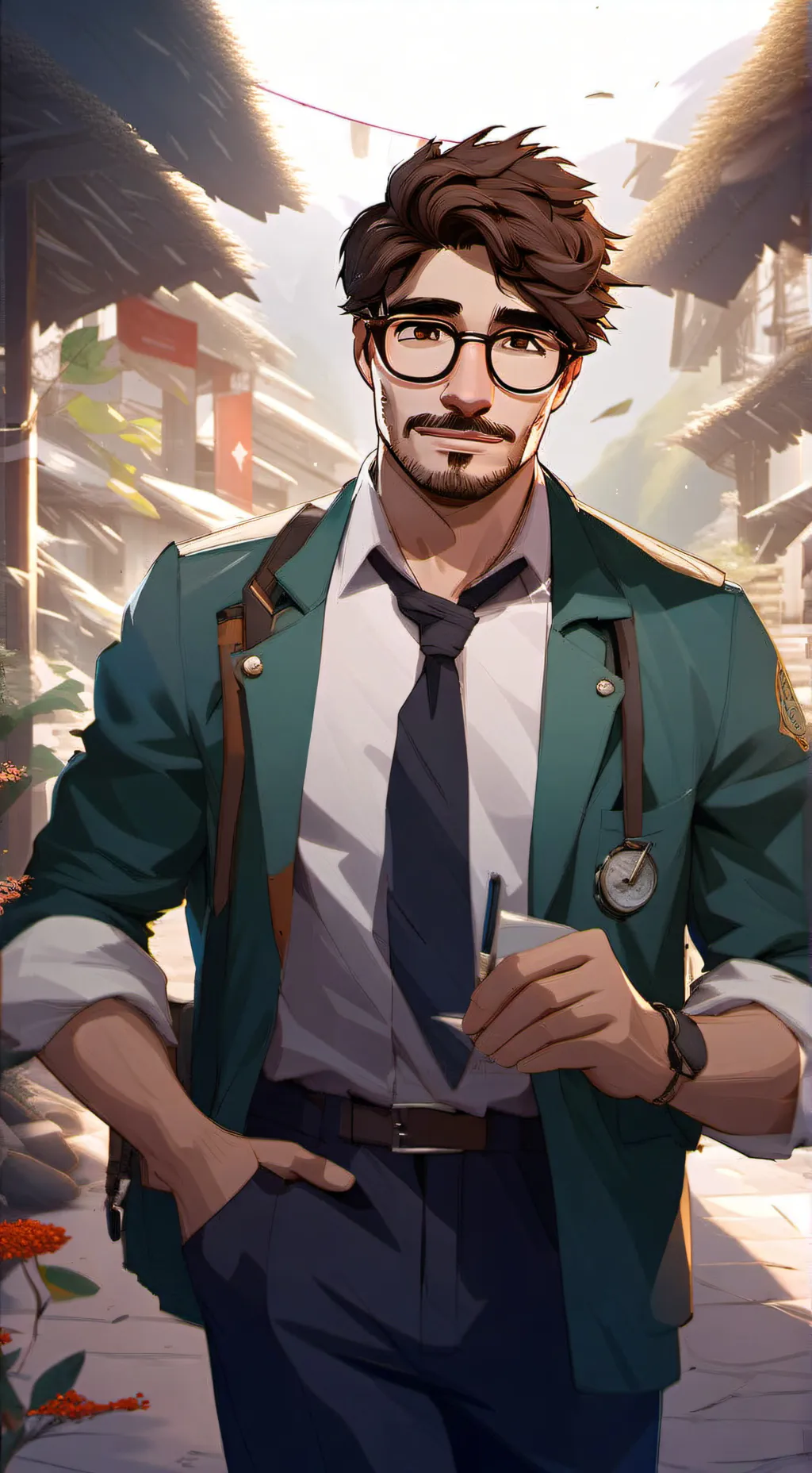 ai character: Harvey  background