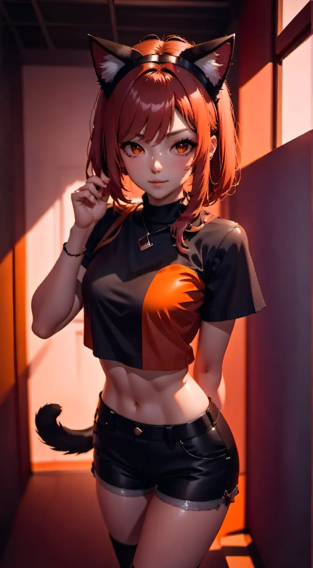 ai character: Orange High Heel Catgirl background
