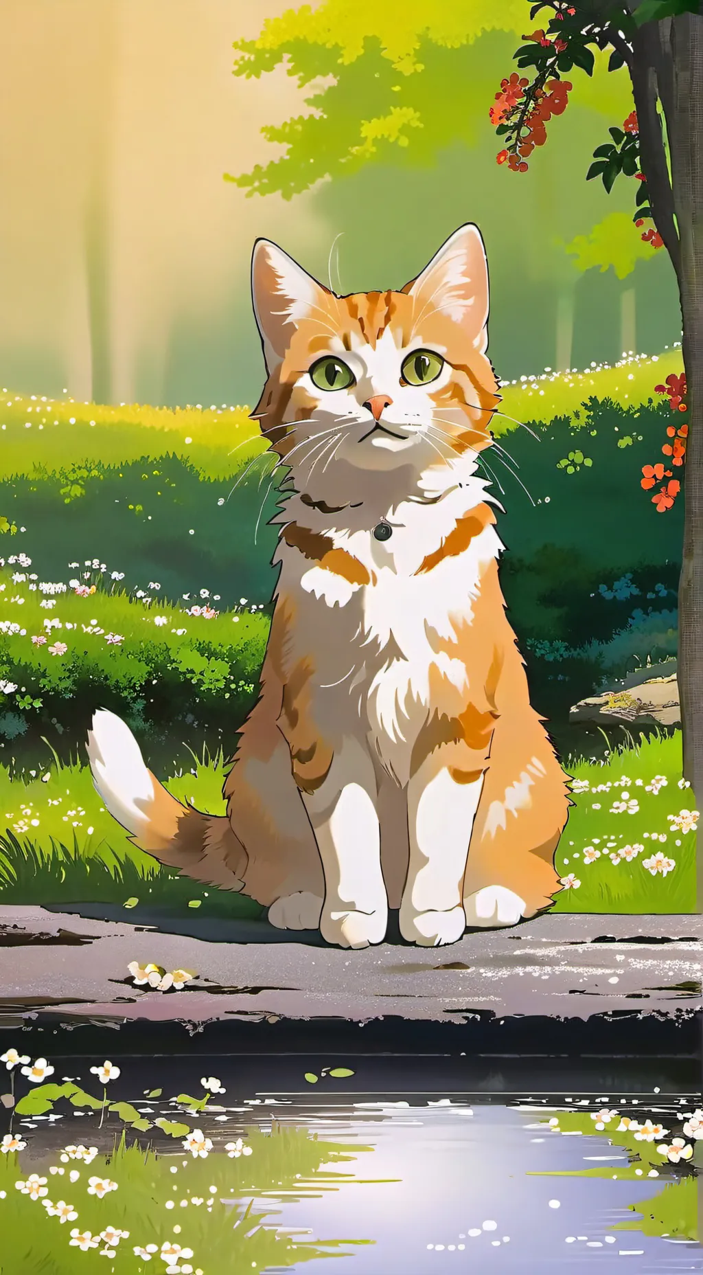 ai character: Cute cat  background
