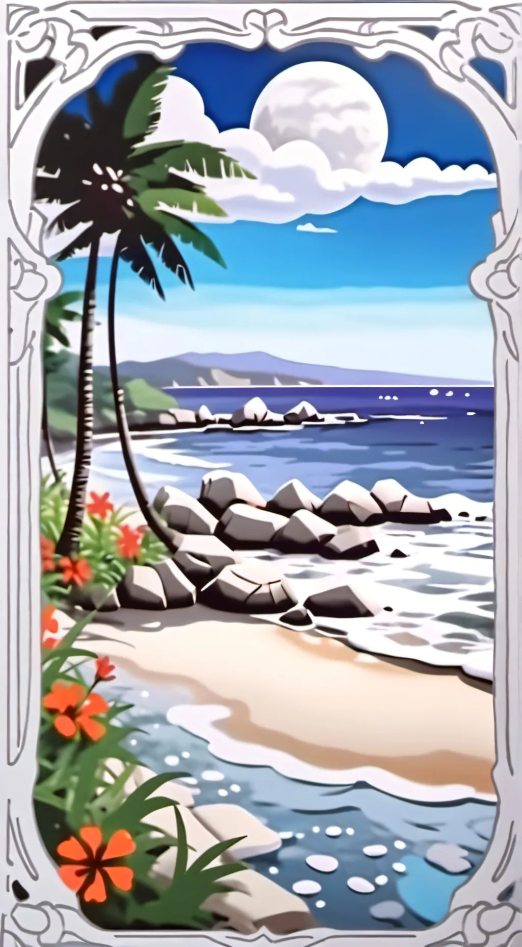 ai character: DW beach!  background