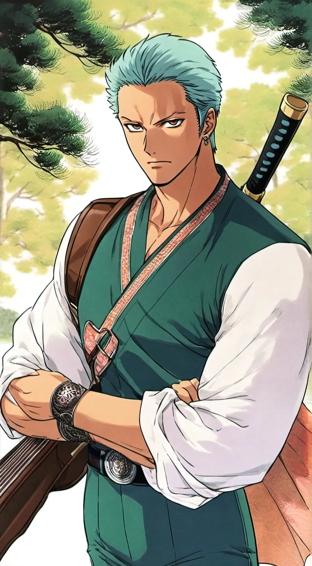 ai character: zoro vs mihawk/yn background