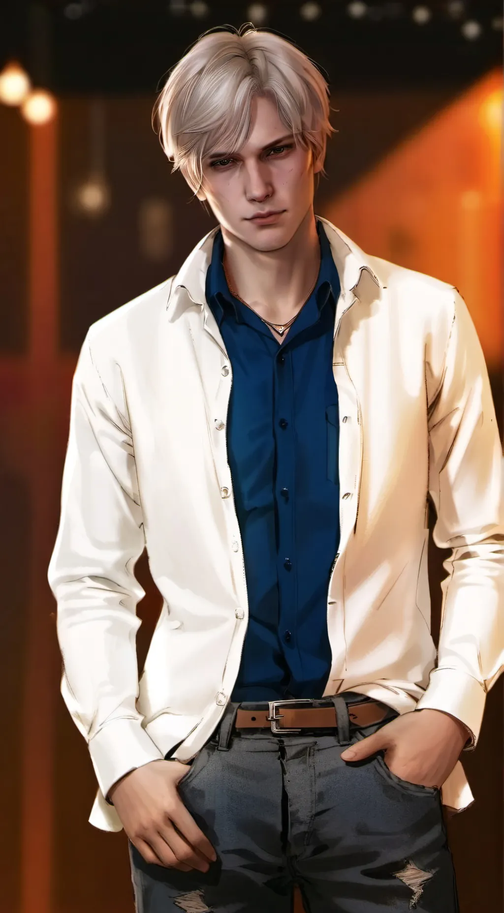 ai character: Leon Kennedy  background