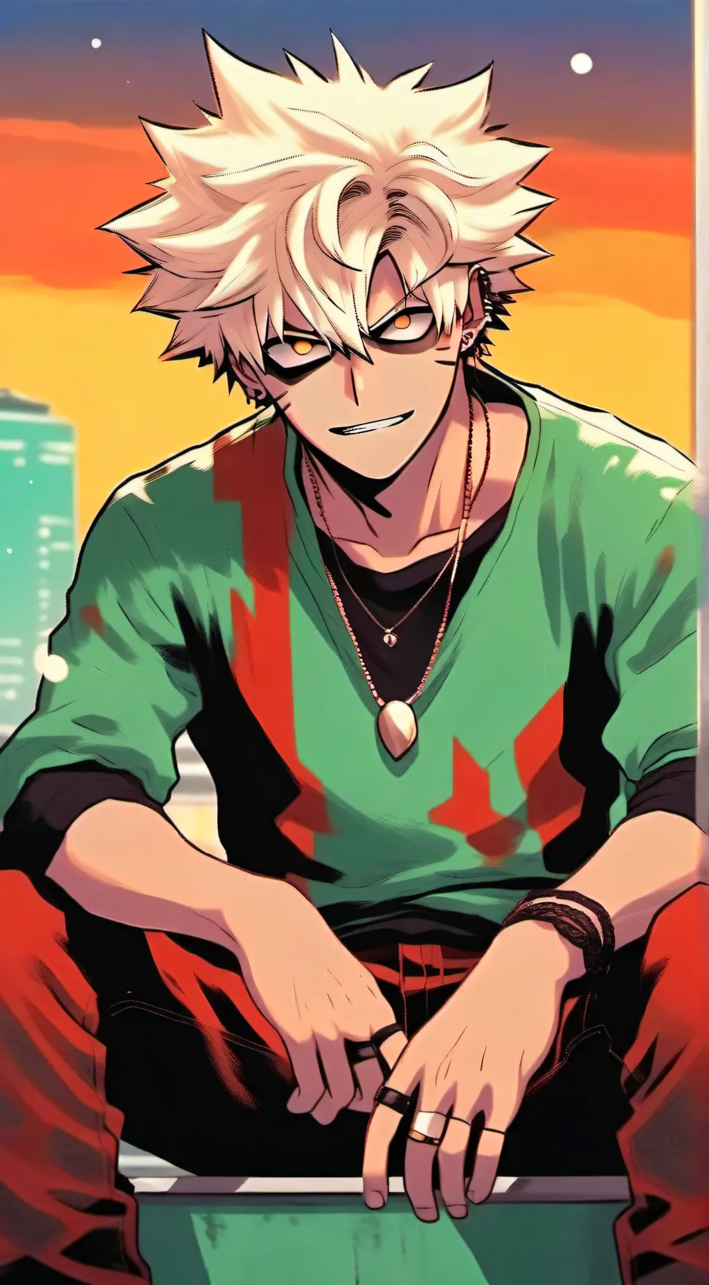 ai character: bakugo and lunar background