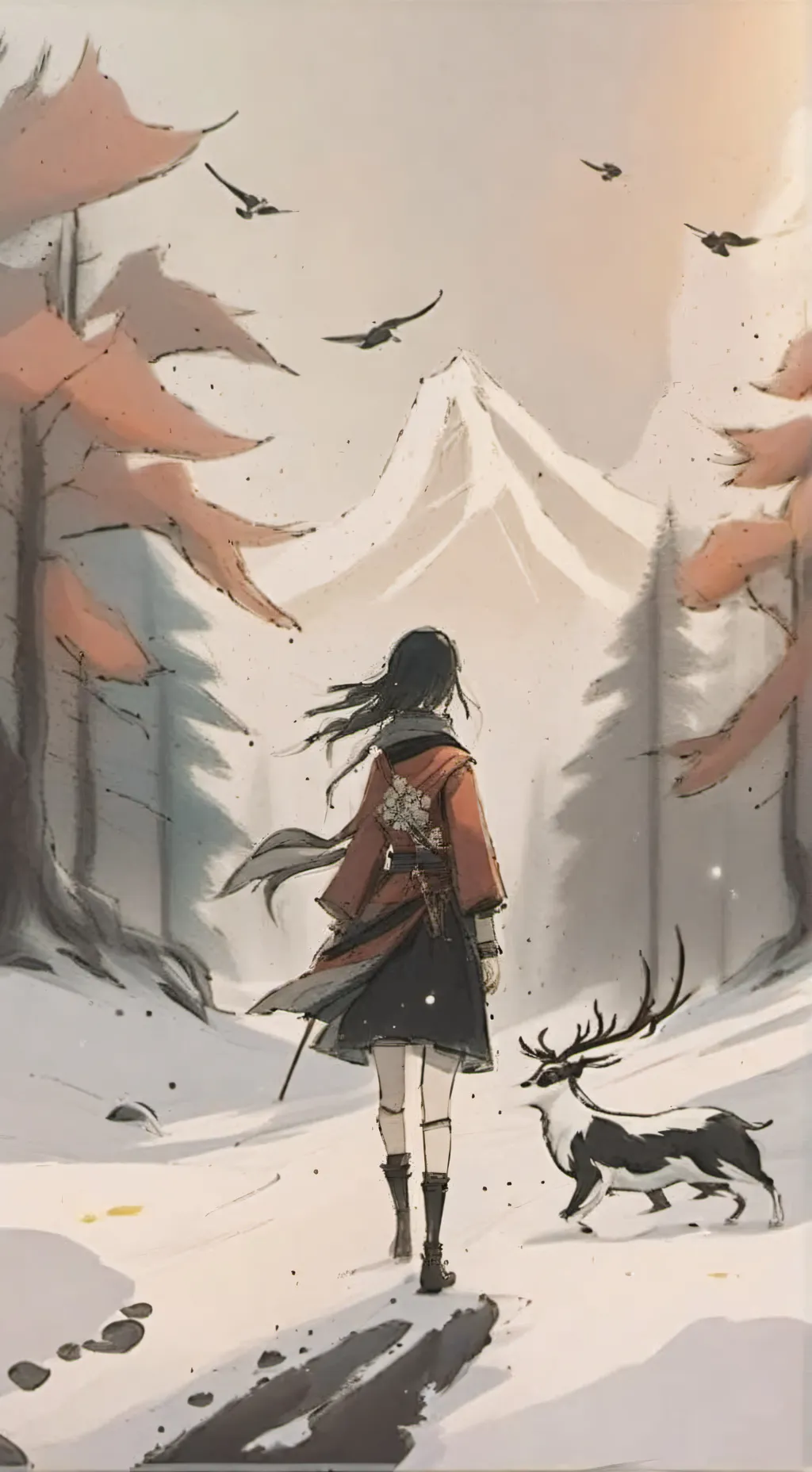 ai character: Forest girl  background