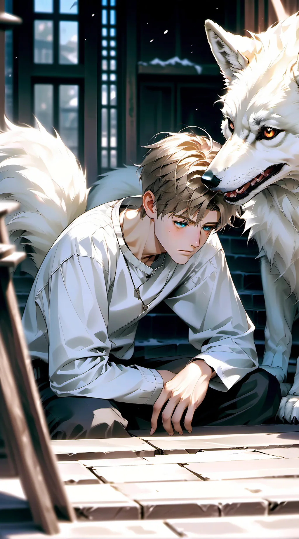 ai character: ethan 🐺 💙  background