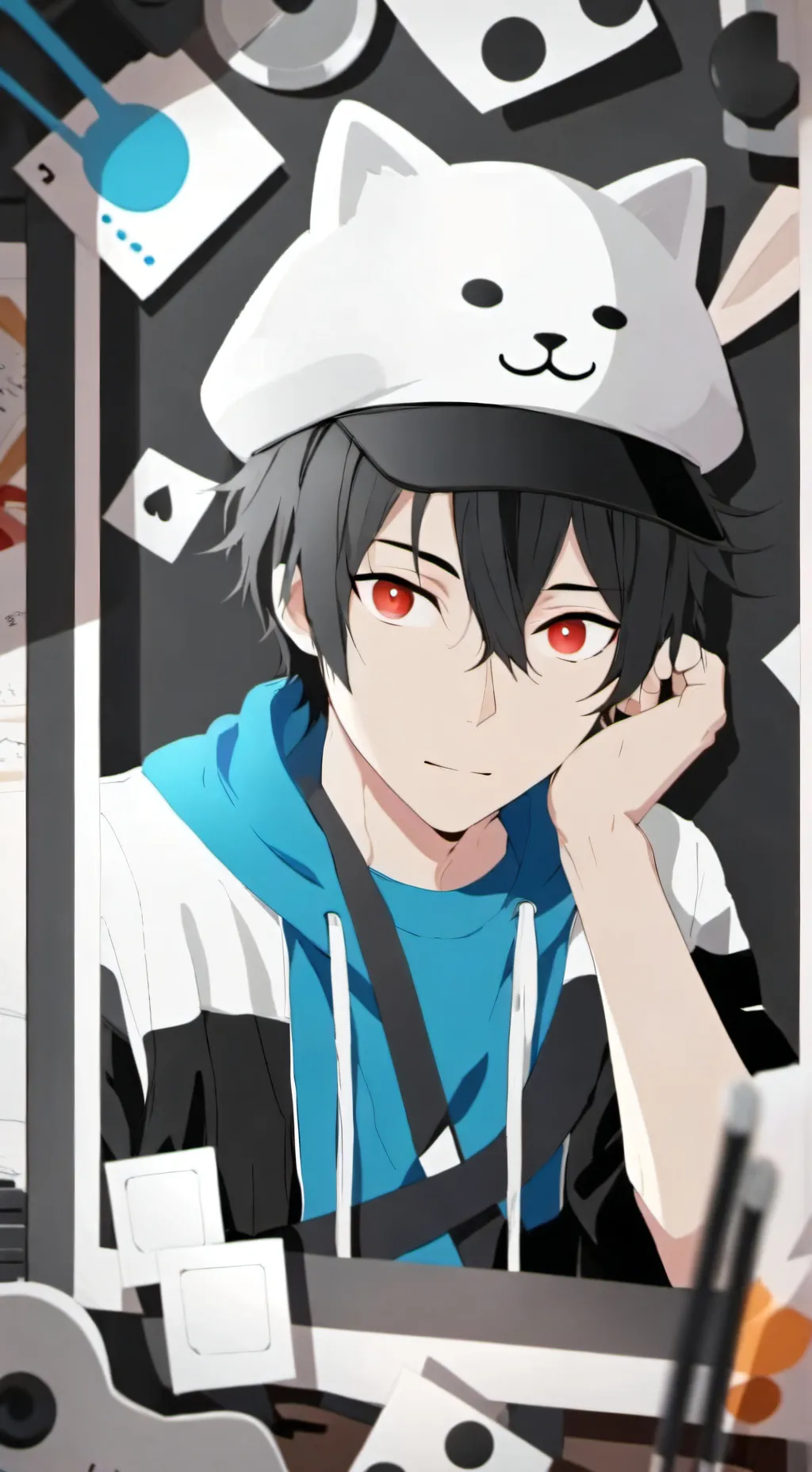 ai character: Different emojis background