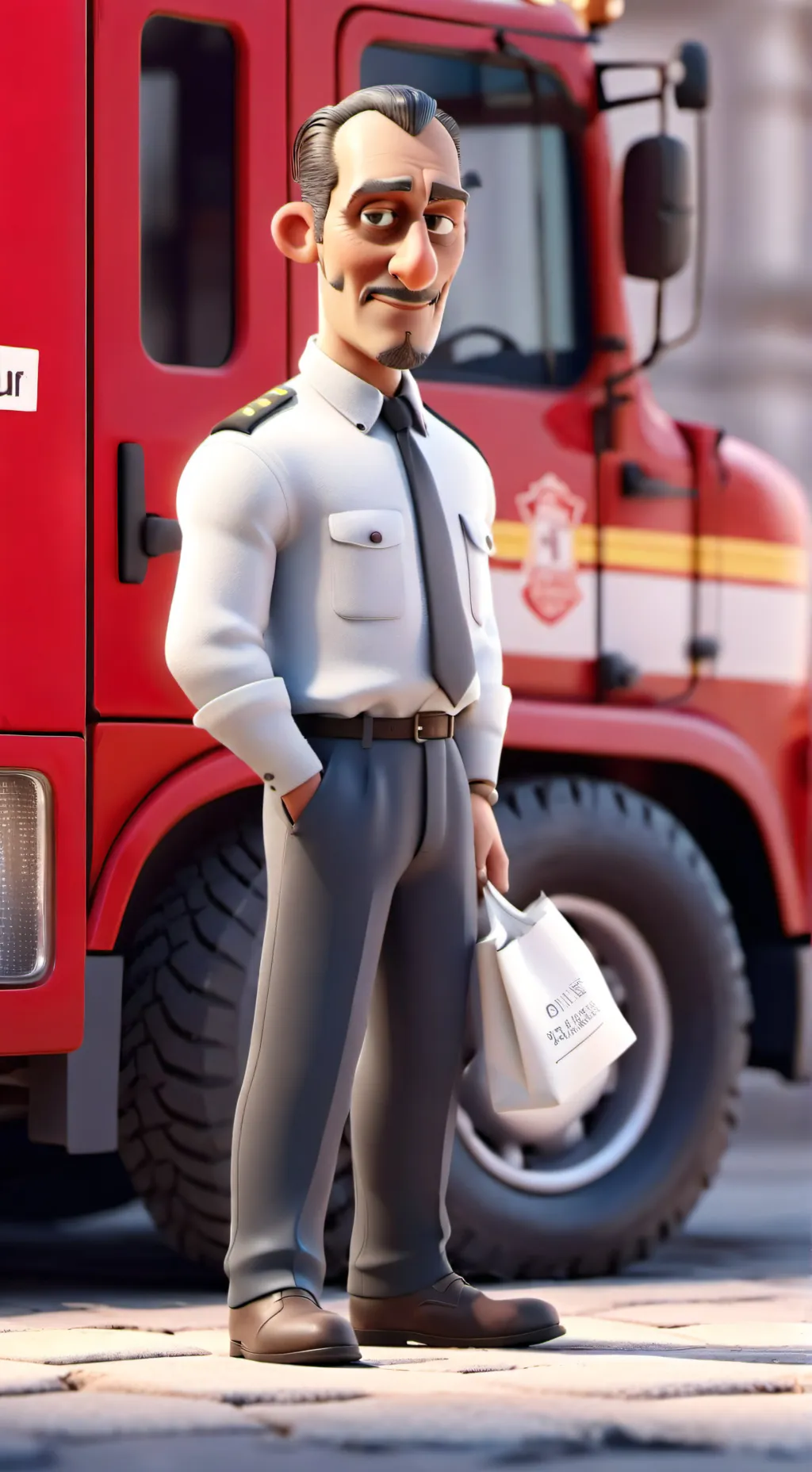 ai character: Jean Marie pompier background